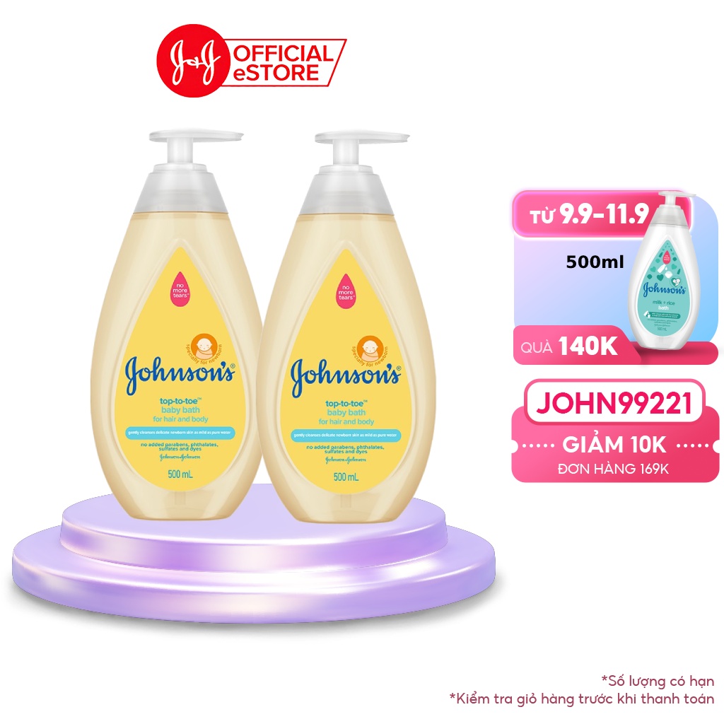 Combo 2 Chai Sữa tắm gội toàn thân Johnson's TOP TO TOE - Dung Tích 500mlx2 - 540022531