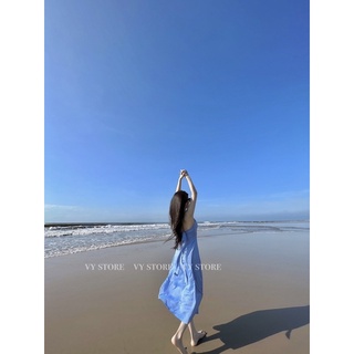 Đầm maxi cổ yếm hở lưng (D10) - Vystore