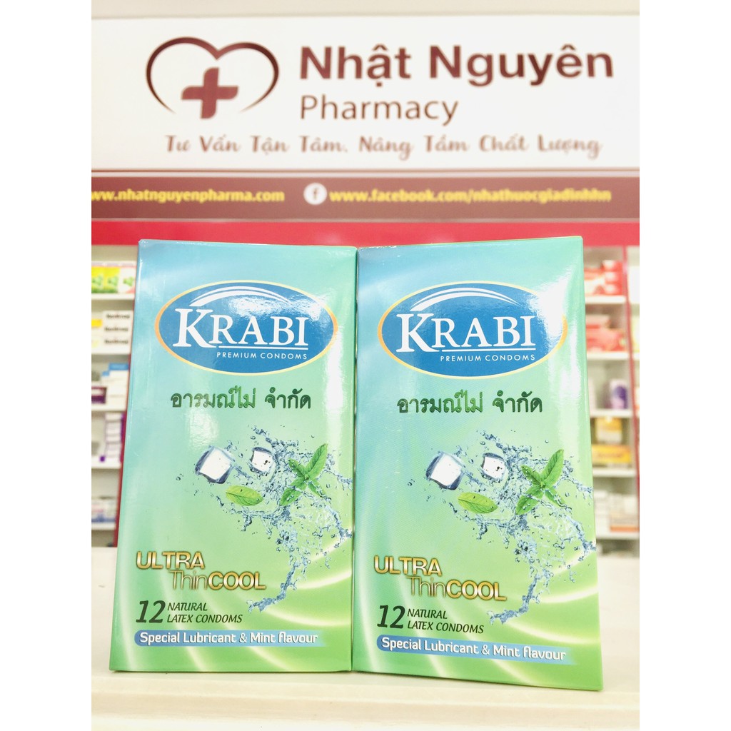 Bao cao su KRABI ULTRA THIN COOL - Bao cao su siêu mỏng hương bạc hà