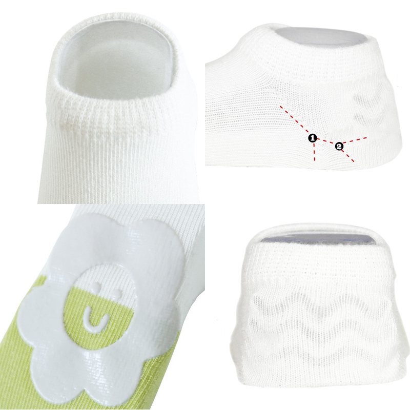 Vớ thuyền KokoroCare YR-12 chống trượt họa tiết hoa/mặt trời phối màu size S/M dành cho bé 0-3 tuổi