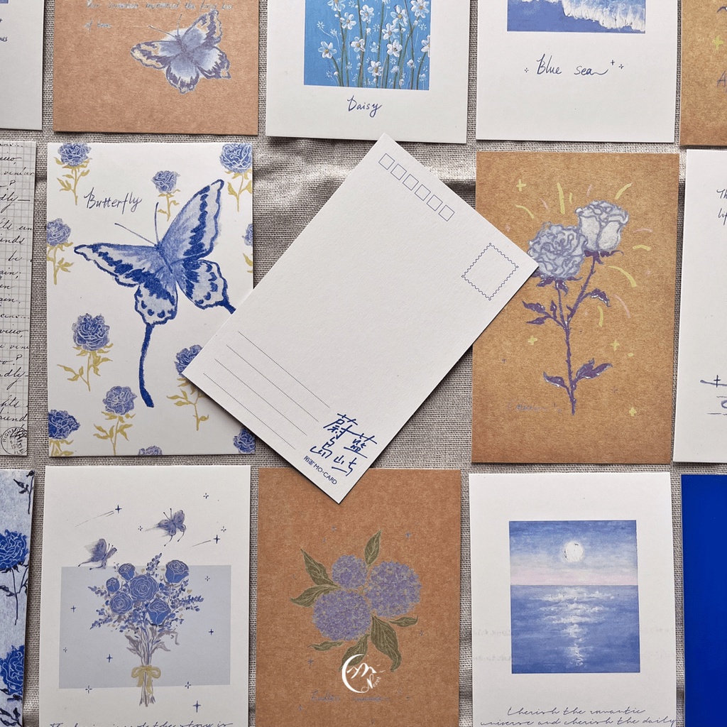 Post card ''The Gentle Flowers'' - Thiệp, bưu thiếp ''The Gentle Flowers'' bìa trắng, bìa giấy kraft