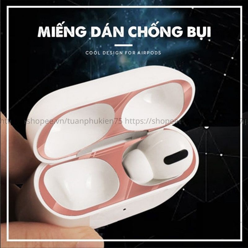 Ap 1/2 &amp; Pro Miếng Dán Kim Loại Bảo Vệ Hộp sạc Tai Nghe Bluetooth Ap 1/2 &amp; Pro Chất Lượng Cao Tính Năng Chống Bụi