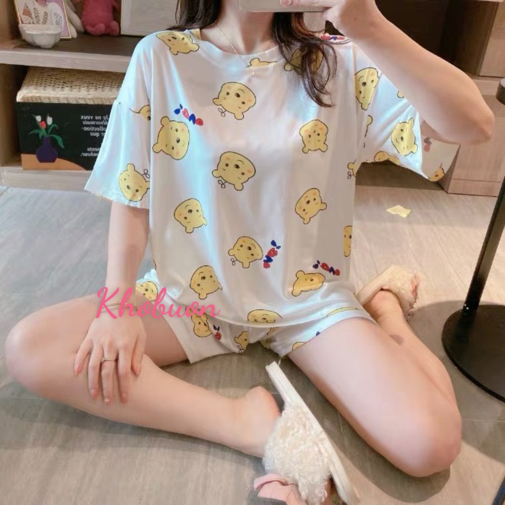 Đồ bộ bầu cộc tay quần đùi chất thun sữa siêu thoáng mát, họa tiết dễ thương sau sinh bọn chen thoải mái BĐ838