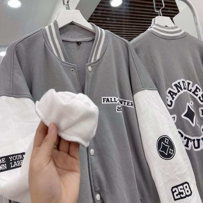 Áo Khoác Nỉ Bóng Chày- Áo Bomber Candles Jacket Nỉ In Hình