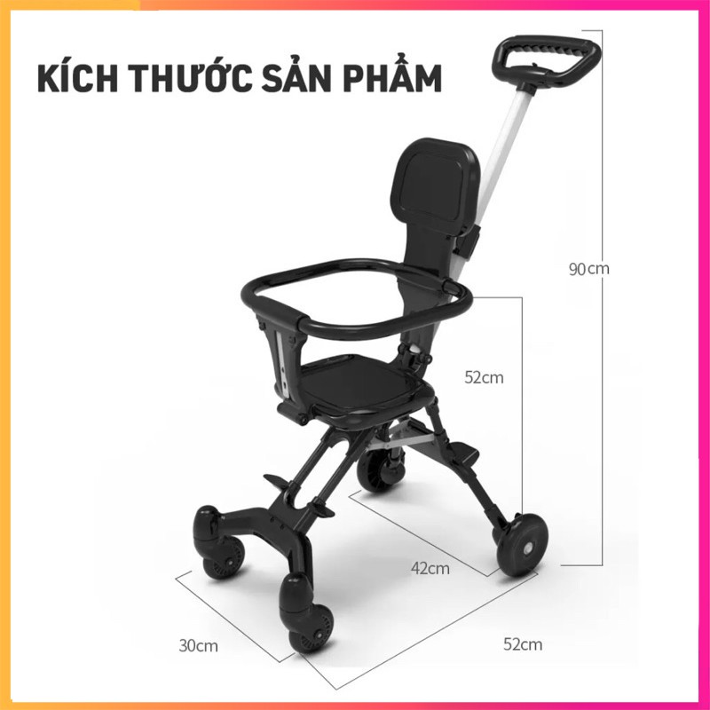 Xe đẩy cho bé, du lịch hai chiều, gấp gọn tiện dụng [ BẢO HÀNH 12 THÁNG]