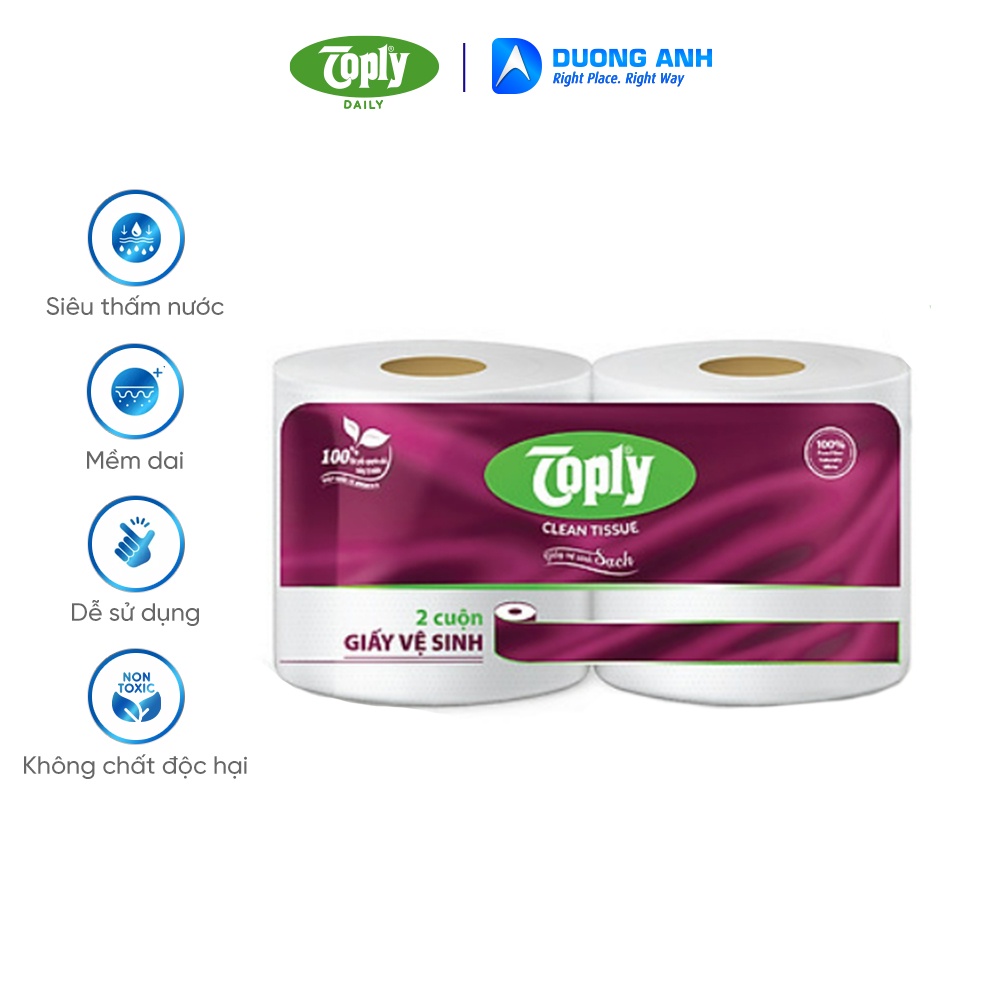 Giấy vệ sinh mềm mại, không gây kích ứng Toply 10 cuộn 2 lớp