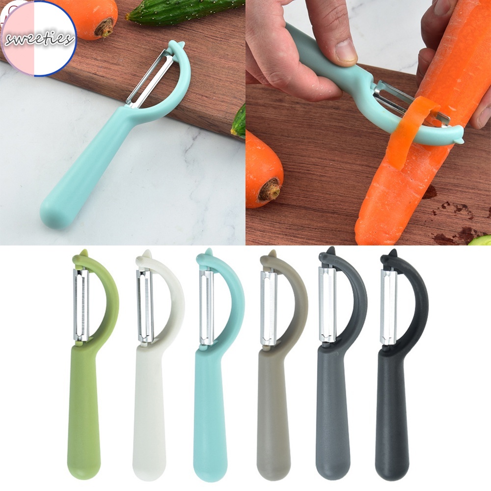 1 Dụng Cụ Gọt Vỏ Trái Cây / Rau Củ Bằng Thép Không Gỉ Tay Cầm Tròn Màu Sắc Ngẫu Nhiên