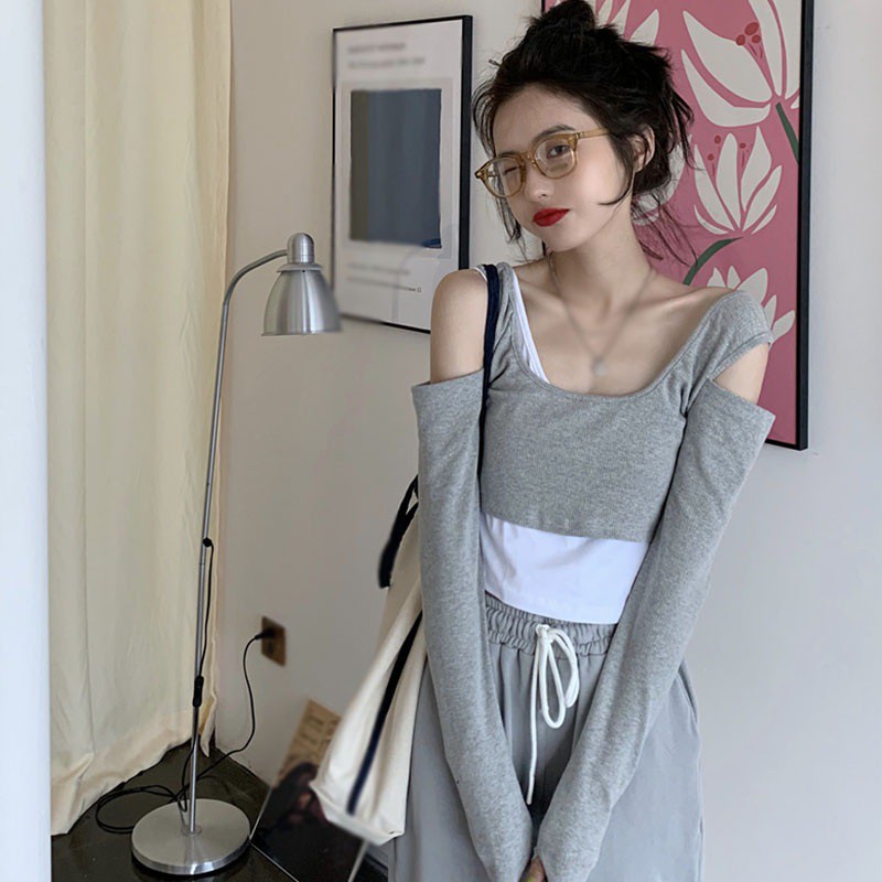 Áo thun tay dài trễ vai phong cách hợp thời trang cho nữ