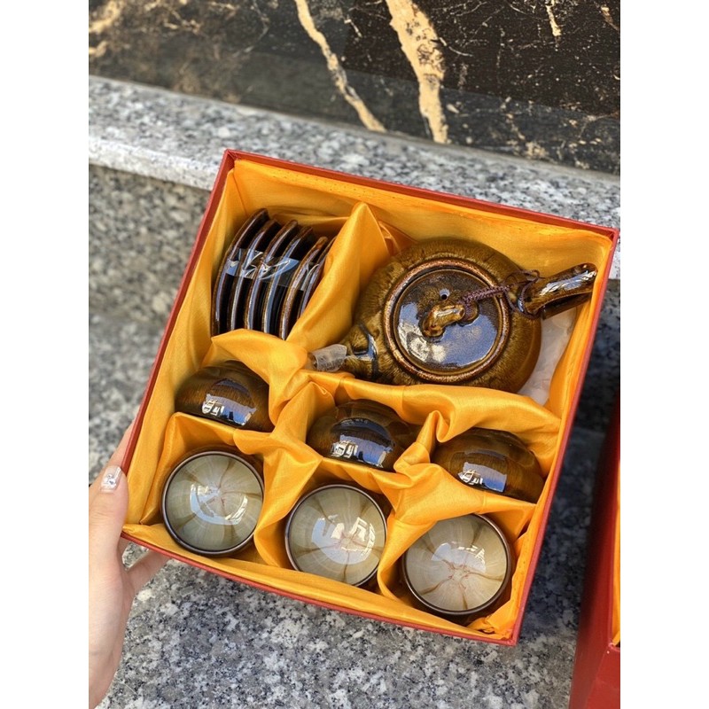 Hộp si lót lụa 🎁Hộp ấm chén quà tặng