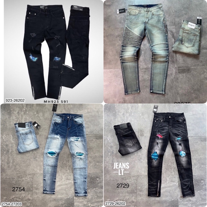 Quần Jean Nam Vá Xanh Siêu Đẹp - Quần Bò Nam Khoá Ống Quần Cực Xịn