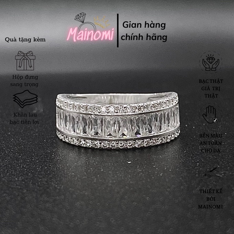 Nhẫn nửa full đá ghết sang xịn Mainomi Shop Bạc Xinh sang xịn quyến rũ