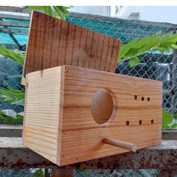 Tổ chim gỗ ổ đẻ chim yến phụng, manh manh, lovebird, chim sâu, các dòng chim nhỏ kích thước 25cmx13cmx15cm