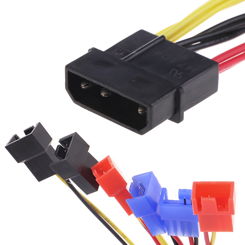 Dây cáp nguồn chuyển đổi 4-Pin IDE Molex sang 6 cổng gắn quạt tản nhiệt 2-Pin cho PC tiện dụng