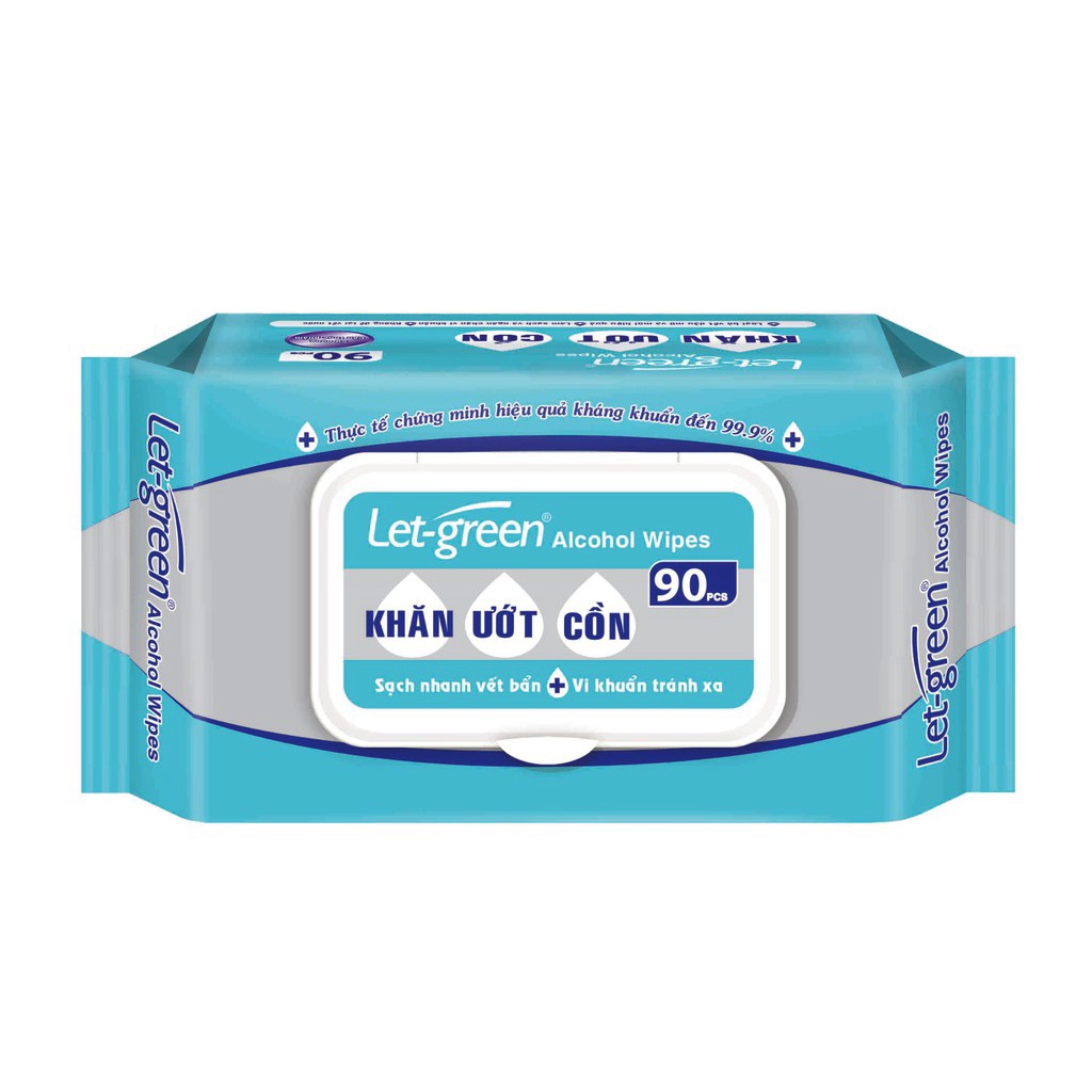 Khăn Ướt Cồn Let - Green Loại 90 Miếng/Bao