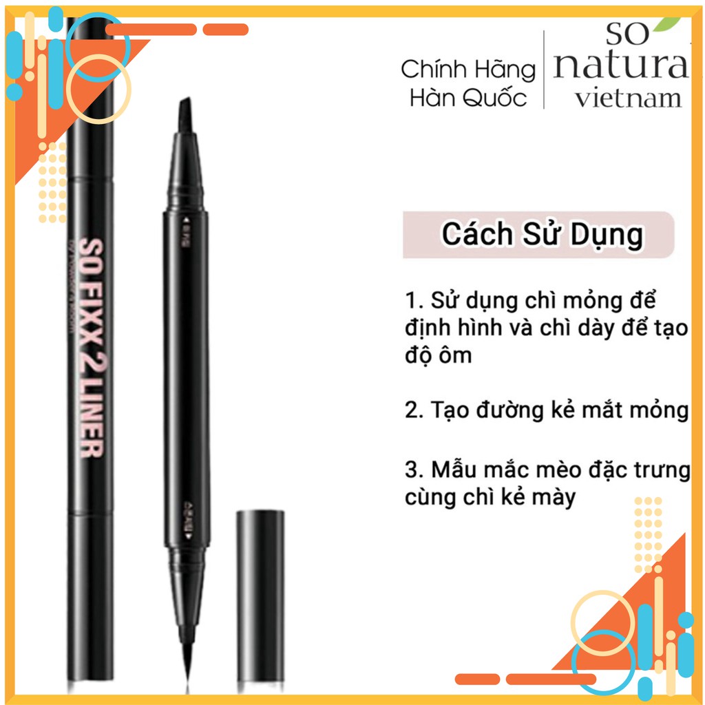Chì kẻ mắt 2 đầu So Fixx 2 Liner So'Natural Nhập Khẩu  Hàn Quốc Chuẩn