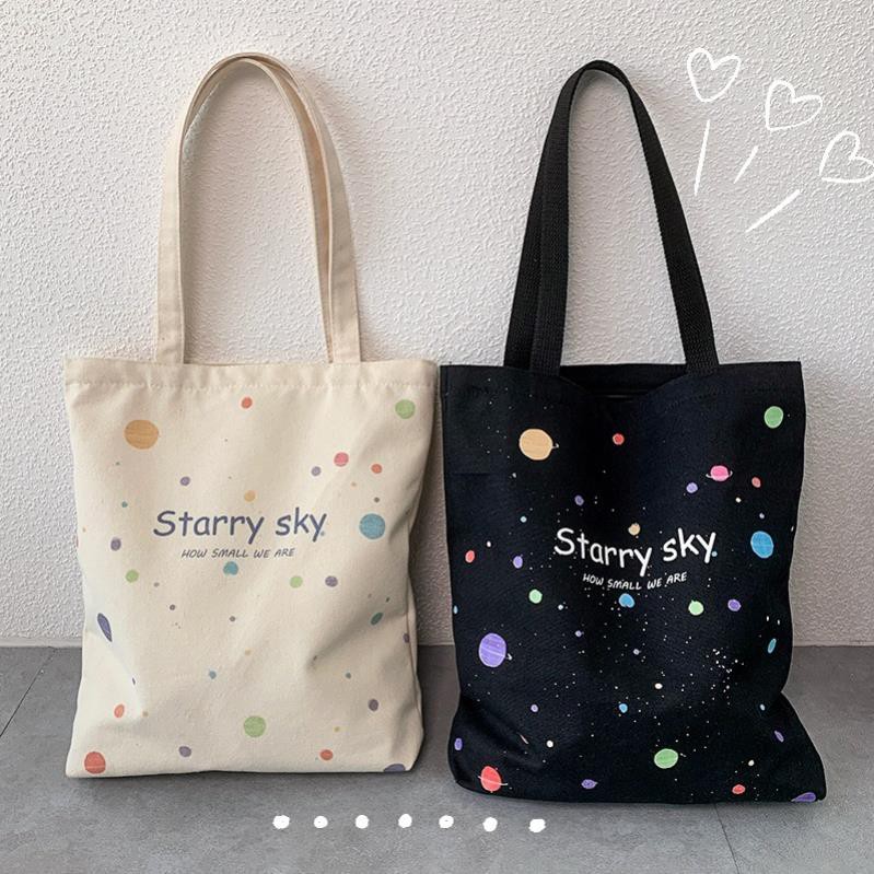 Túi vải canvas Starry Sky, túi vải đeo vai mới