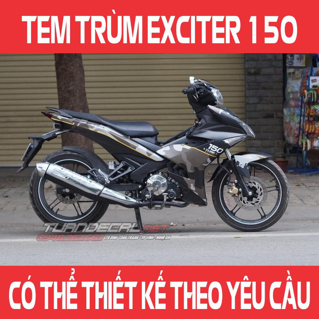 Tem Trùm Exciter 150 Camo Xám Đen Đẹp - Đổi màu sắc và họa tiết theo yêu cầu