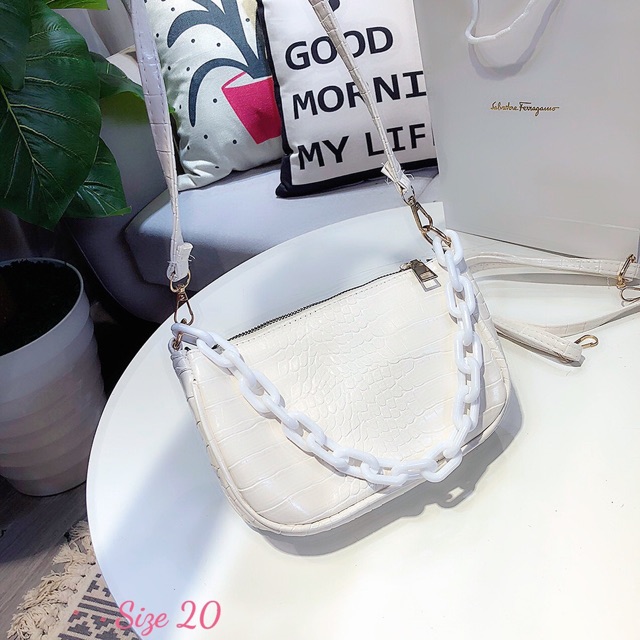 Túi kẹp nách dây xích có dây đeo chéo - Túi đeo chéo kẹp nách da cá sấu HOT HIT | BigBuy360 - bigbuy360.vn