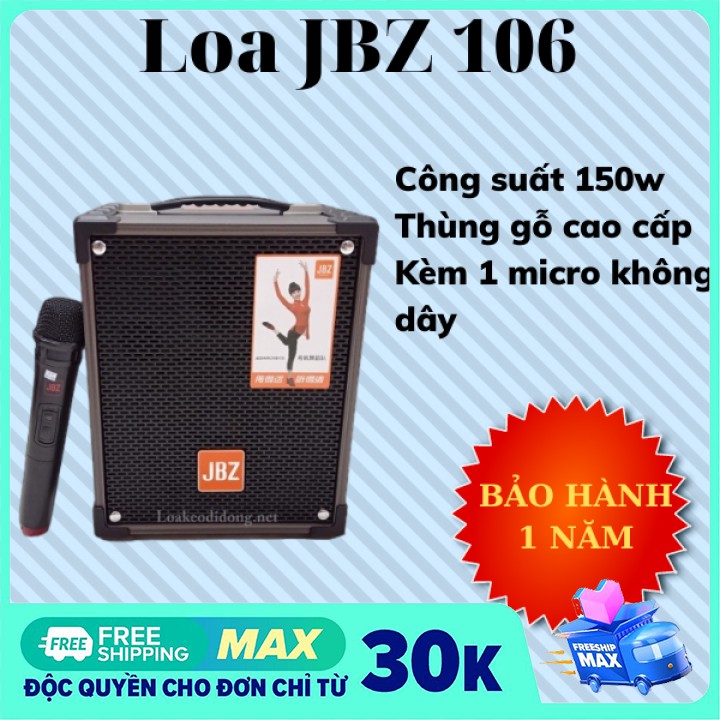 [Sốc] Loa kẹo kéo karaoke bluetooth JBZ-NE 106 thùng gỗ cho âm thanh cực hay tặng kèm 1 micro