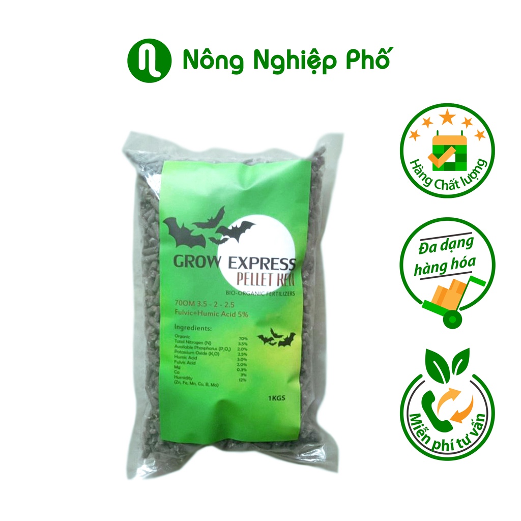 Phân Dơi hữu cơ sinh học Grow Express Pellet Ken - Túi 1kg