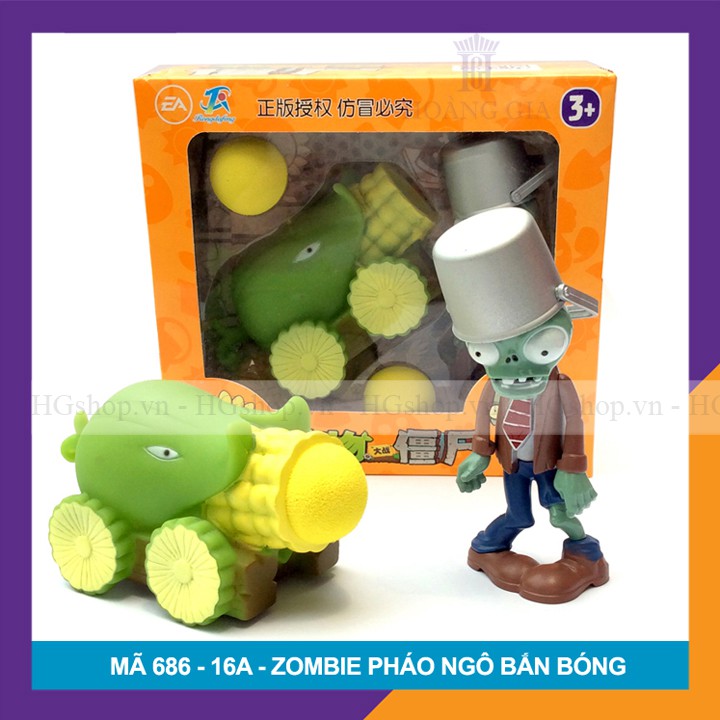 Đồ chơi trẻ em mô hình zombie & pháo ngô bắn bóng  - Hshop 686-16A - Hàng cao cấp - Plant VS Zombie