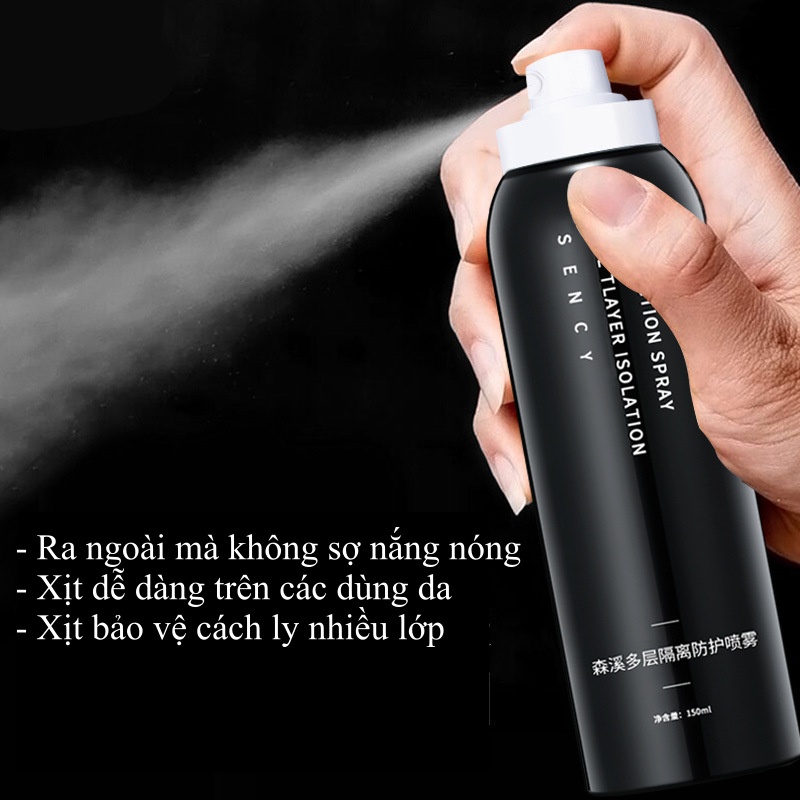 Kem chống nắng cho nam giới SENCY dạng xịt, dùng cho da mặt và toàn thân, dưỡng ẩm, lâu trôi, kiềm dầu 150ml DNT110006