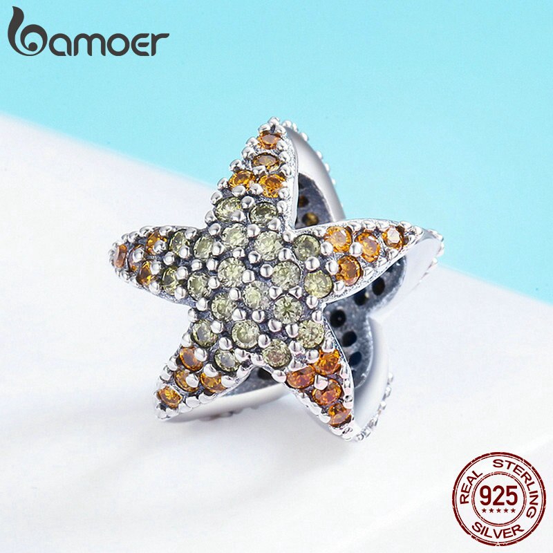 Hạt Phụ Kiện Bamoer SCC586 Hình Sao Biển Bắt Mắt Xỏ Vòng Tay Trang Trí