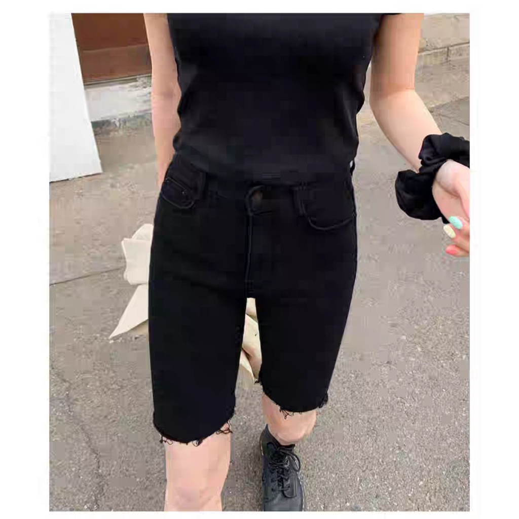 Quần Short Jean Nữ Ngố Đùi Cắt Gấu Layer.shop Cạp Siêu Cao Co Giãn Tốt Có Bigsize