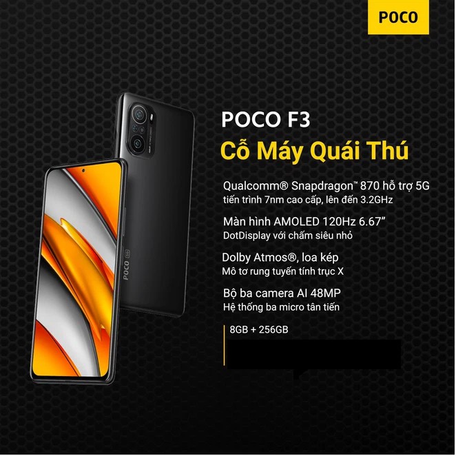 Điện thoại POCO F3 8GB/256GB - Hàng chính hãng DGW - Bảo hành 18 tháng | BigBuy360 - bigbuy360.vn