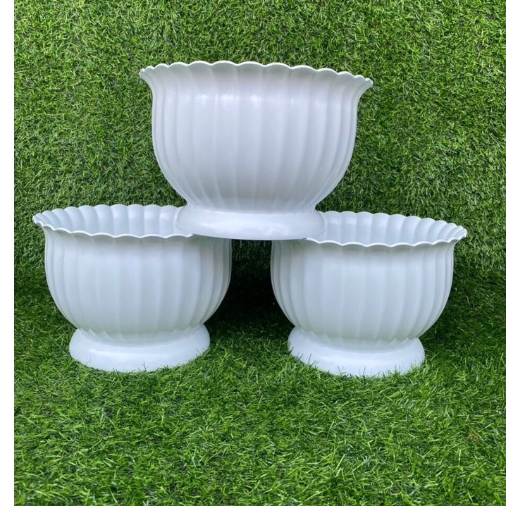 (21x14cm) Chậu nhựa khía bầu chân cao để bàn siêu đẹp_Chậu nhựa cứng cao cấp loại đẹp size 2