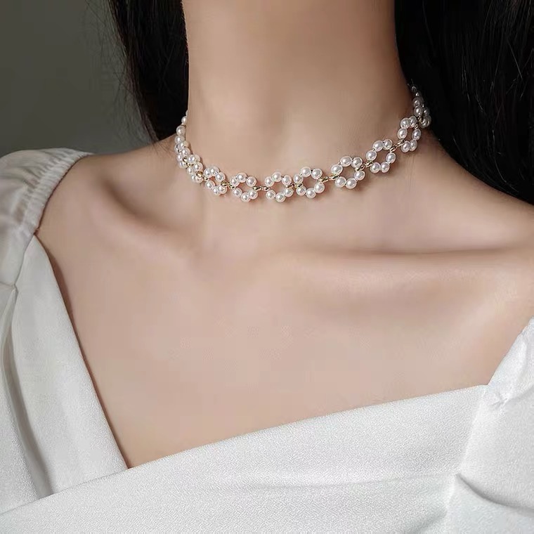Vòng cổ Đính Hạt Ngọc Trai Thời Trang Dành Cho Nữ
