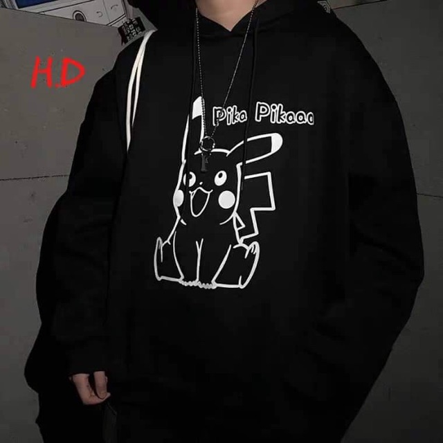 Áo khoác hoodie Nam Nữ phản quang Pikachiu,Áo nỉ mũ 2 màu đen,trắng | BigBuy360 - bigbuy360.vn