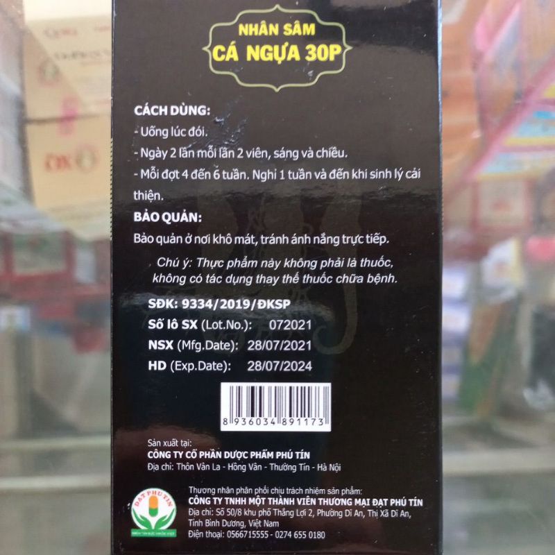 Nhân Sâm Cá Ngựa 30p - Tăng Cường Sinh Lực, Sinh Lý Nam Giới (30 viên) đau lưng , tiểu đêm nhiều lần