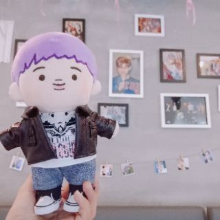 Khoác da nâu - bts - outfit doll 20 cm - 2mom7dolls handmade