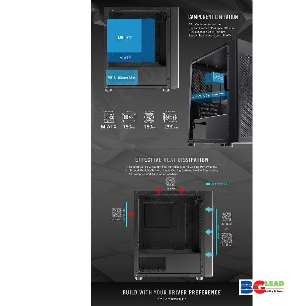 Vỏ case máy tính XIGMATEK Aero Micro-ATX, ITX, 1 mặt kính cường lực