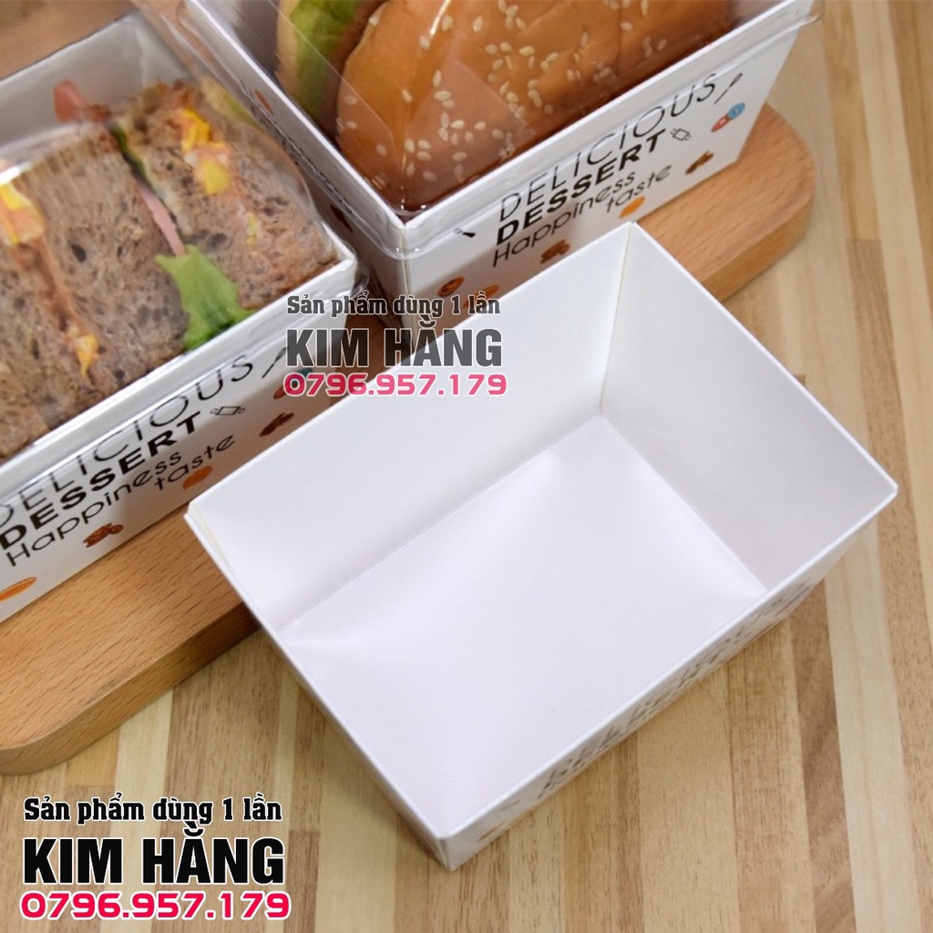 Set 50 hộp giấy kraft Delicus nắp cầu , hộp kraft đựng hamburger , đựng bánh mì sandwich, đựng bánh bông lan ,....