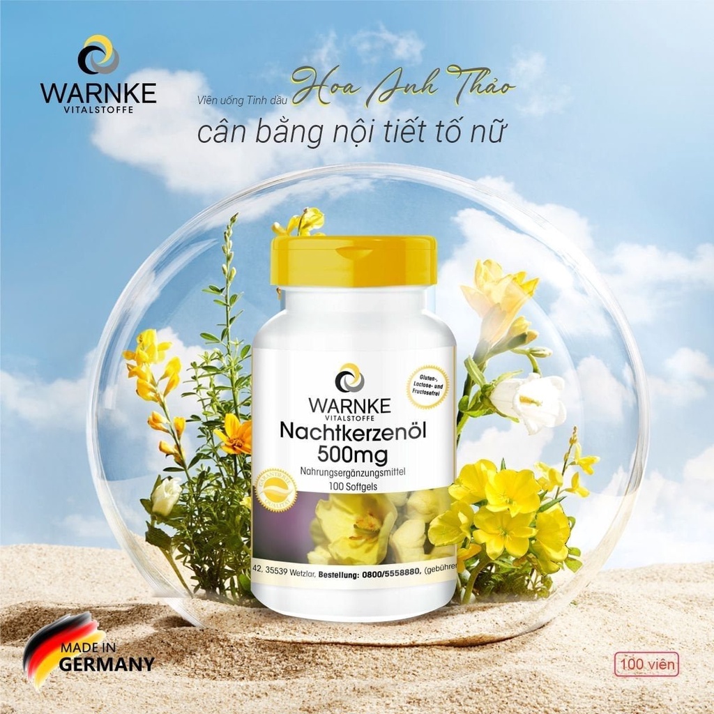 Viên uống hoa anh thảo #Warnke Nachtkerzenol 100 viên hỗ trợ nội tiết tố