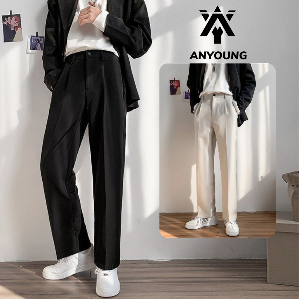 Quần Tây Nam ANYOUNG Quần Âu Nam Kiểu Ống Rộng Phong Cách Hàn Quốc Cao Cấp Dễ Phối Đồ Hottren 2023 QD13