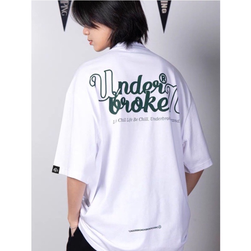Áo thun phông logo tay nam nữ PINK tay lỡ form rộng UNDER BROKEN Unisex