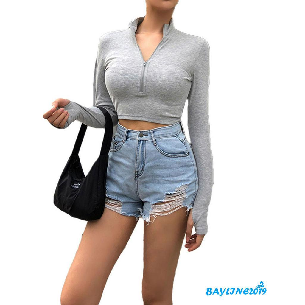 Áo Nữ Tay Dài Có Dây Kéo Thời Trang Siêu Quyến Rũ