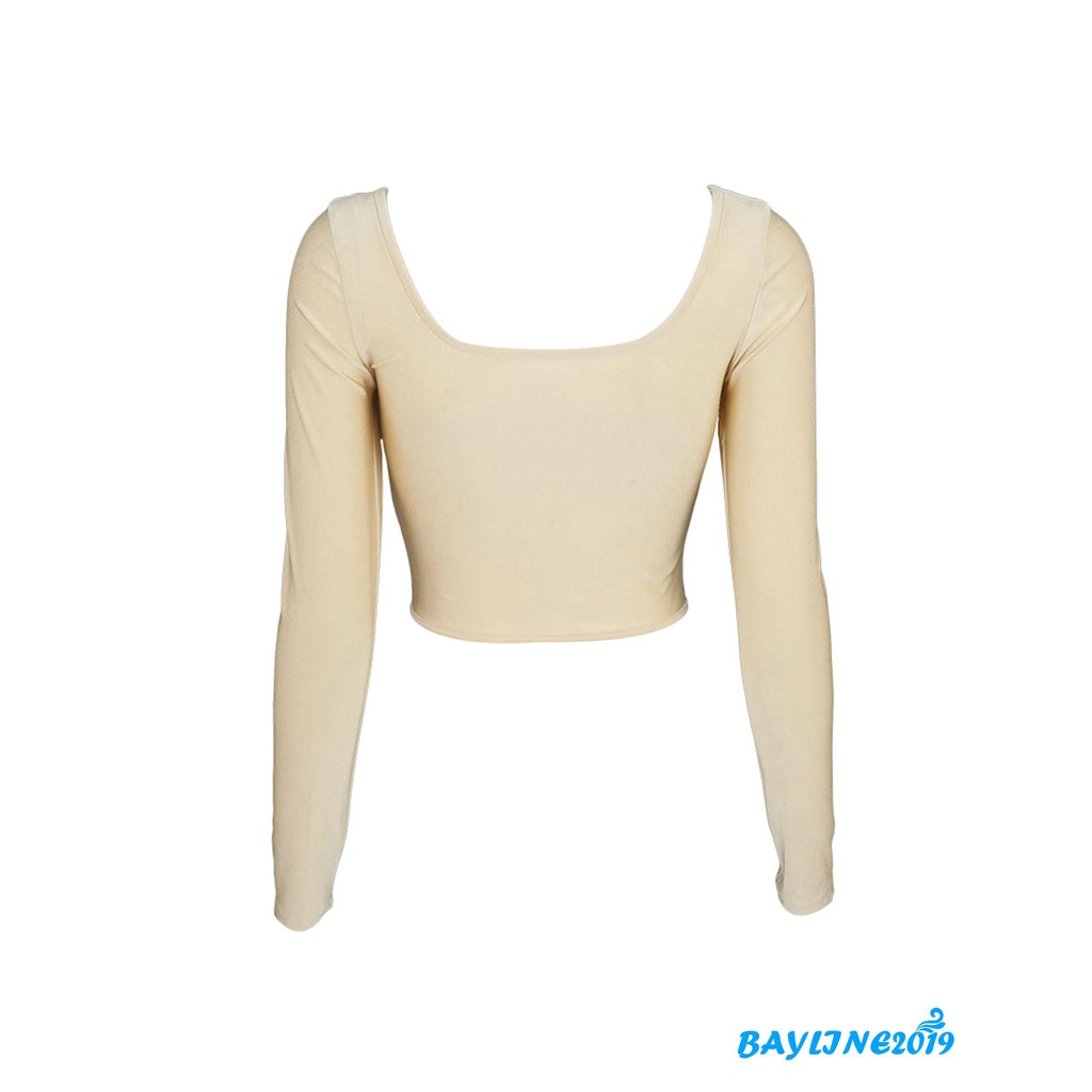Áo Croptop Cổ Vuông Dài Tay / Không Tay Quyến Rũ Thời Trang Cho Nữ