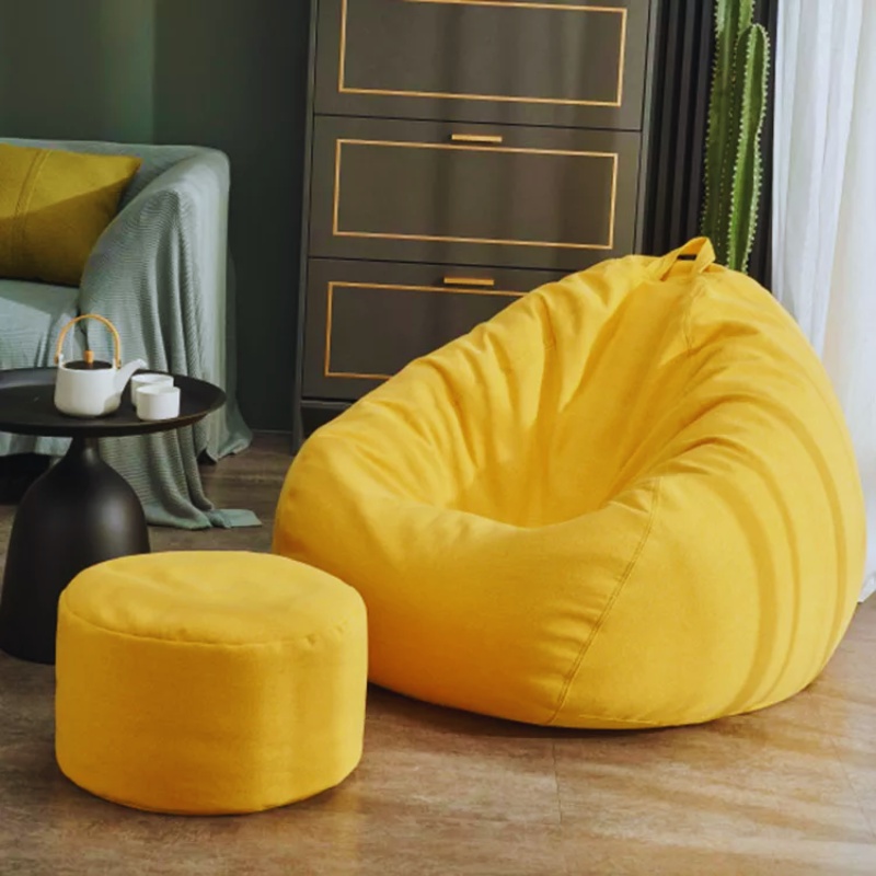 Vỏ Ghế Lười Hạt Xốp 3ii Home Hình Trái Lê Màu Vàng Size XL120x130cm L100x120cm M80x100cm Chất Liệu Vải Nhung Gân Cao Cấp