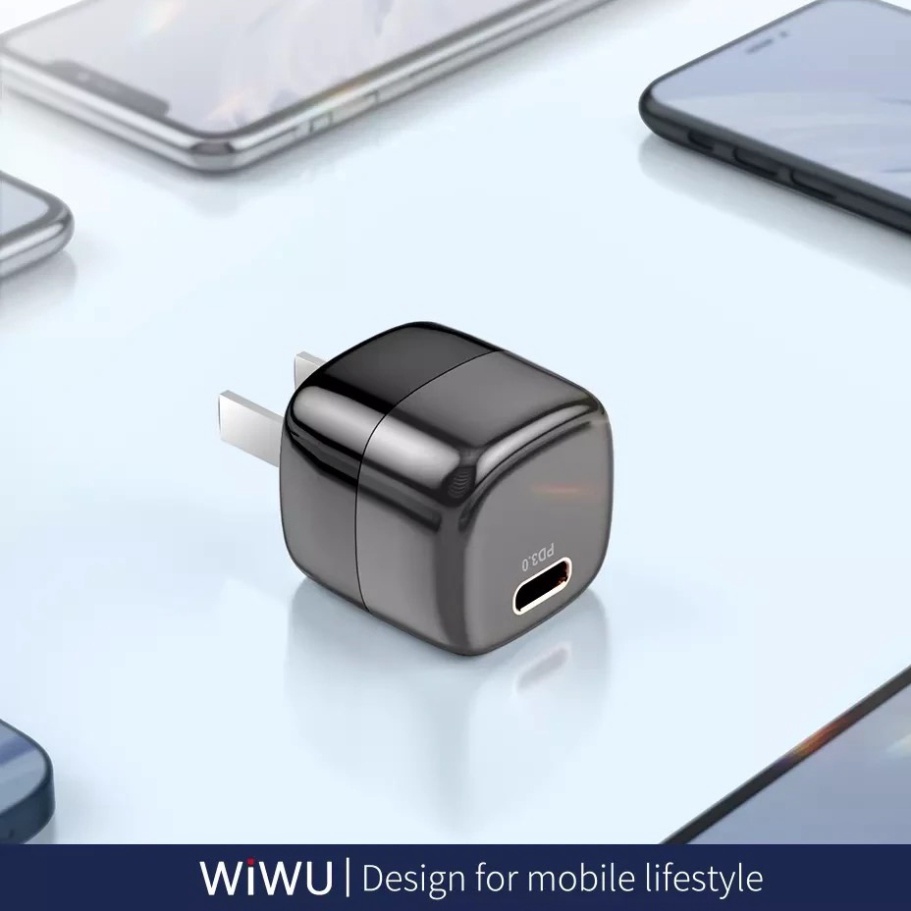 Củ sạc nhanh WIWU TP08 mini Fast Charger PD 20W USB-C cho Smart phone, Tablet, máy tính bảng