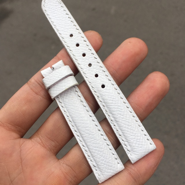 Dây đồng hồ da bò Epsom Trắng- Chống bám bẩn