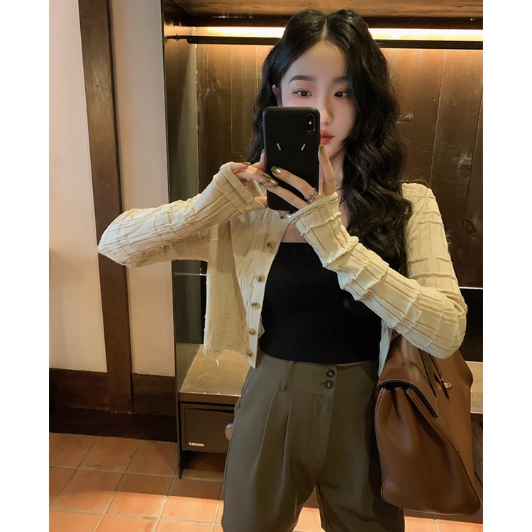 Porozi  Áo khoác cardigan mỏng nhẹ tay dài chống nắng phong cách Hàn Quốc thời trang cho nữ