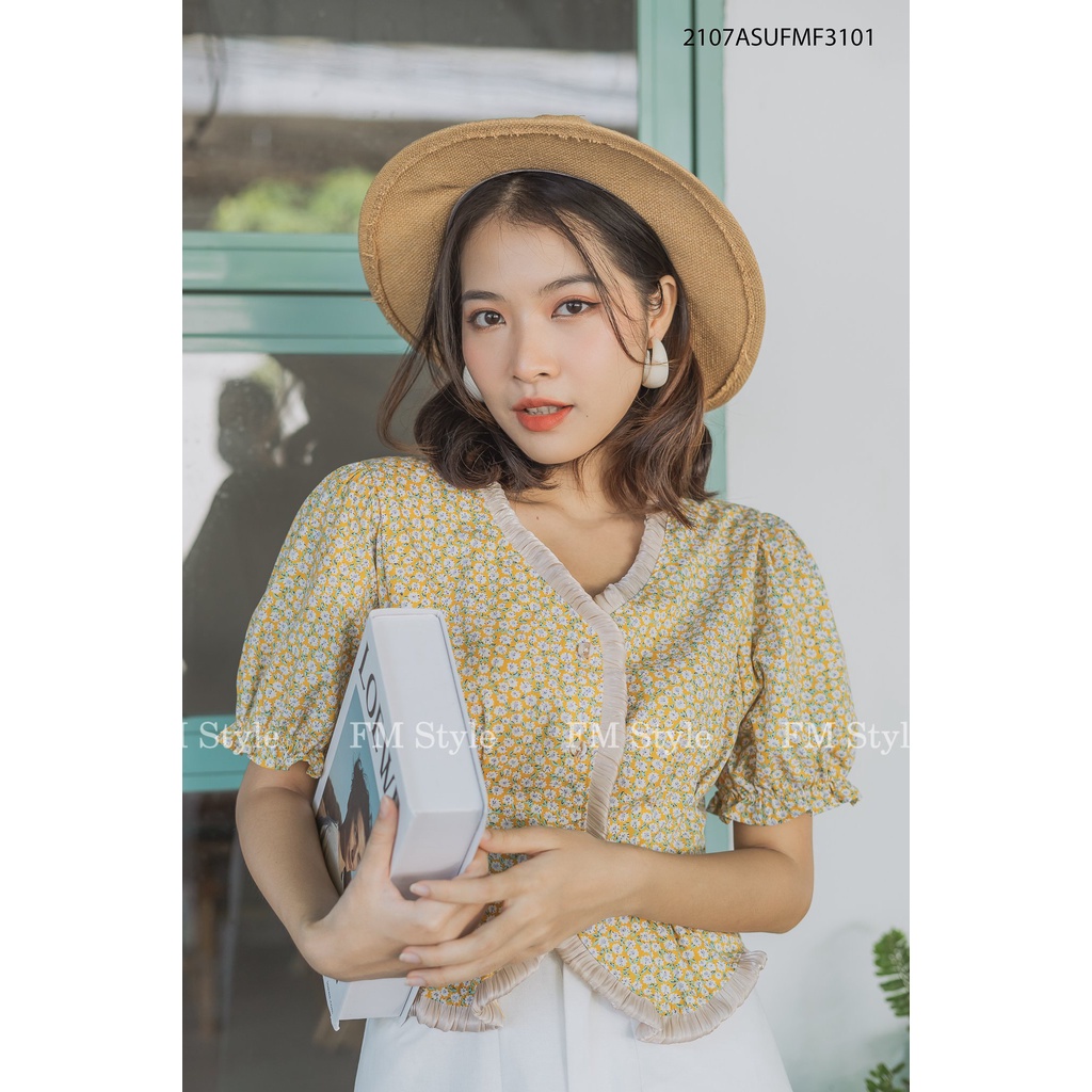 Áo hoa phối viền điệu đà thương hiệu FM STYLE  211001141