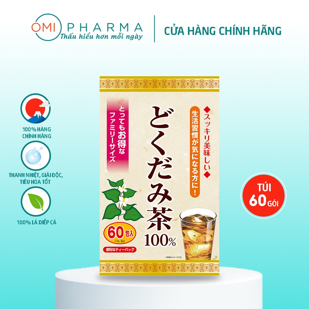 Trà Diếp Cá Yuwa 100% Lá Diếp Cá Giải Nhiệt Giải Độc Mùa Hè Yuwa Dokudami Tea 100% Gói 60 gói