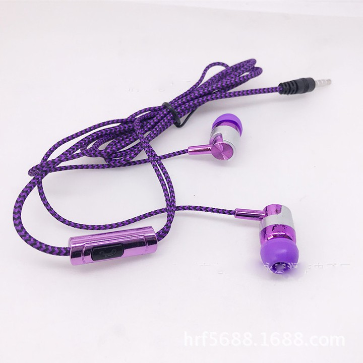 Tai nghe in ear kèm mic bọc dây dù - Nhiều màu