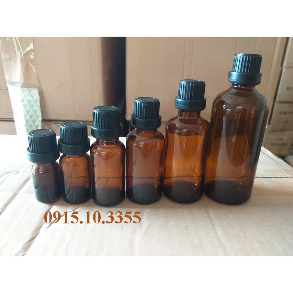 ( Sỉ sll rẻ nhất) Chai thủy tinh ( chai nâu nắp đen + nhỏ giọt) :10ml 20ml 30ml 5ml - Lọ chiết tinh dầu