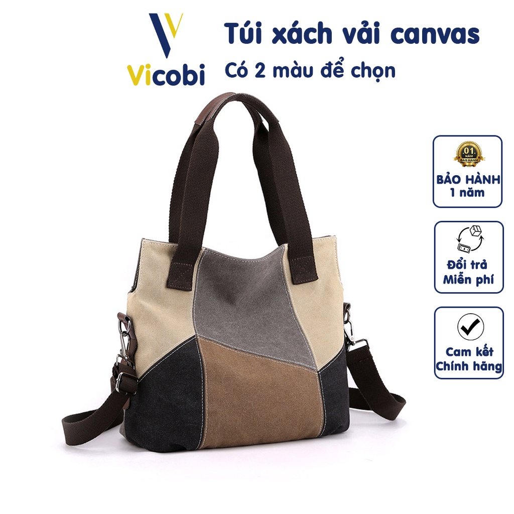 Túi xách nữ công sở vải Canvas dày dặn Vicobi CV3, có thể dùng để đi tiệc, làm, du lịch, cafe hay đi học